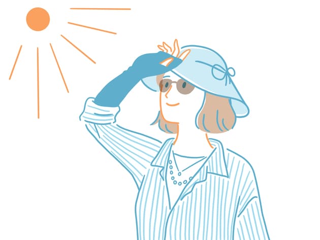 シミ予備軍を消す!今日から始めるシミを防ぐ最強の方法 紫外線を帽子などで防ぐ女性