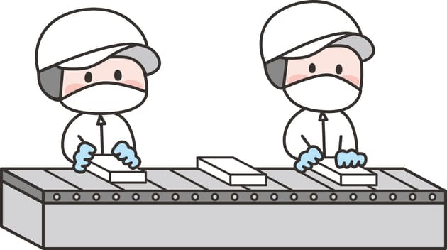 リブランコートの口コミと効果を徹底検証!実際に使ってわかった感想 衛生服を着てライン工場で働く人々