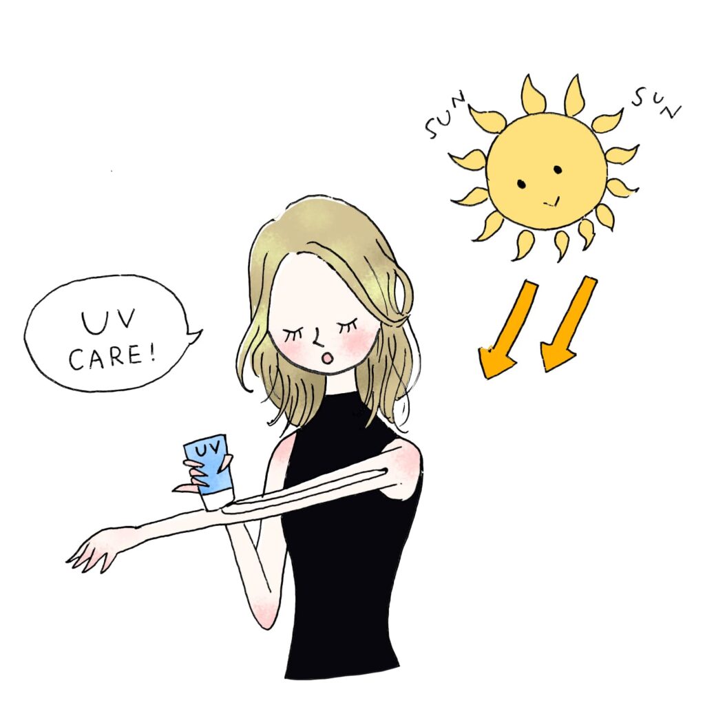 日焼け止めを塗る女性