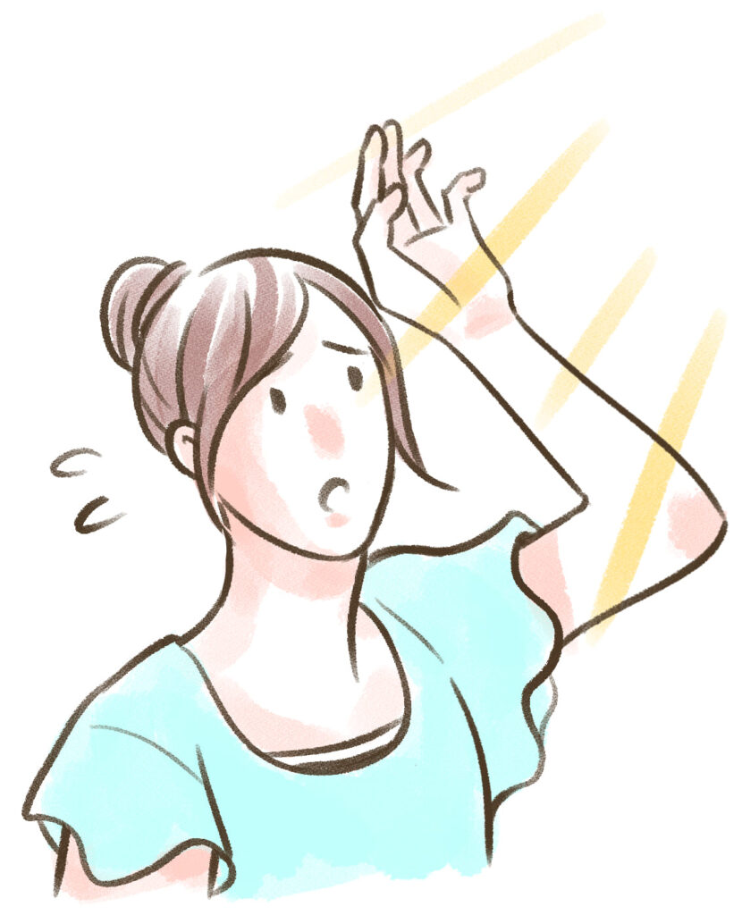 紫外線を直接浴びる女性