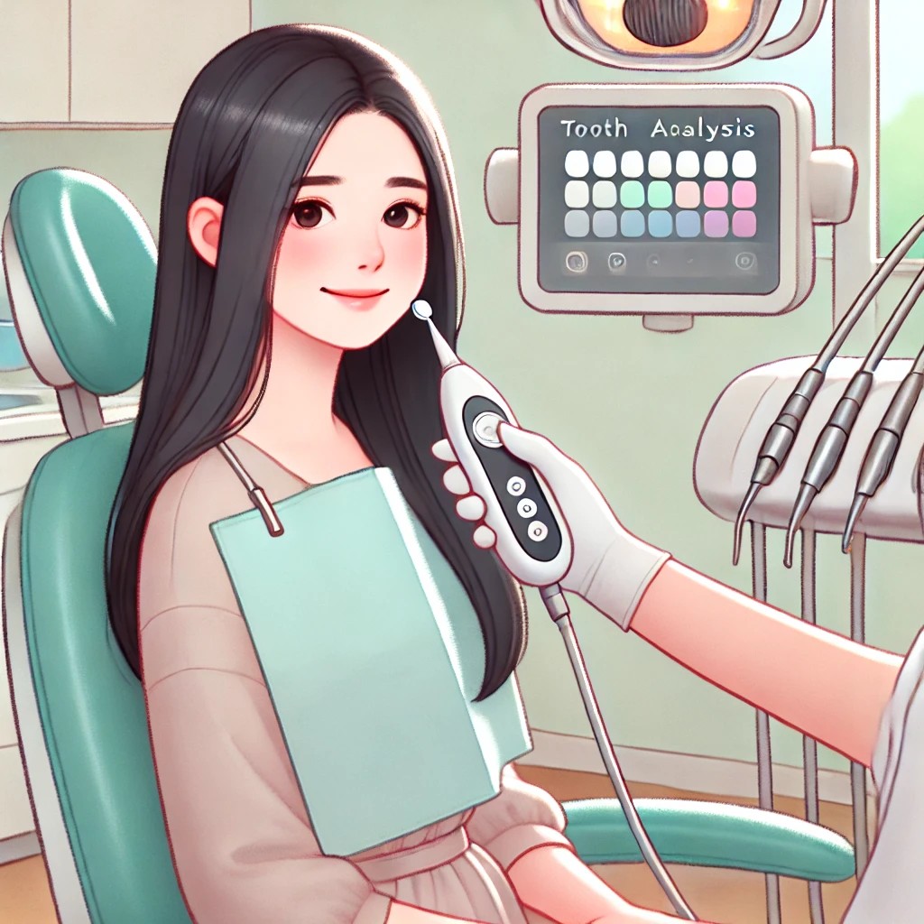 歯の色調測定をしているところ