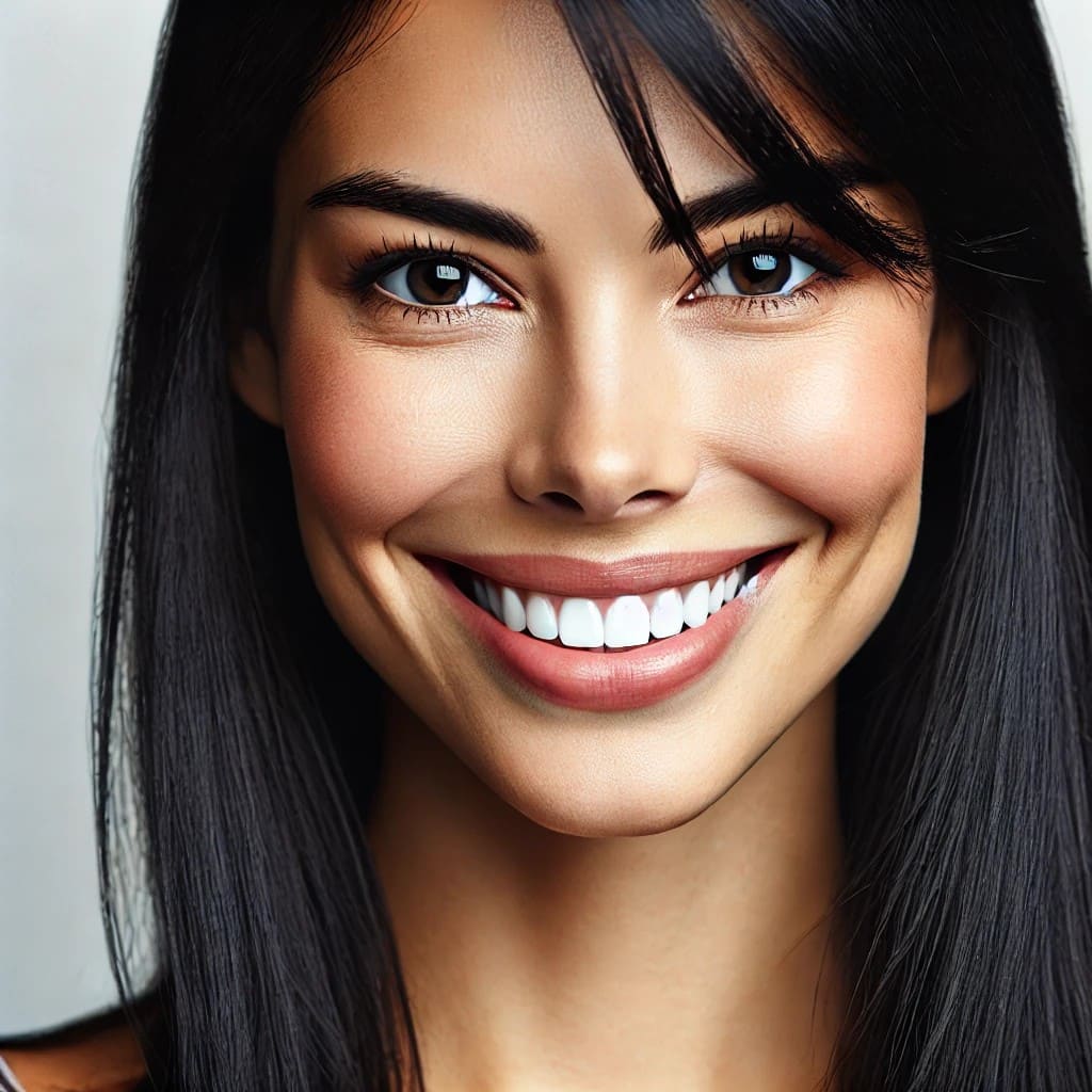 真っ白な歯の笑顔の外国人女性